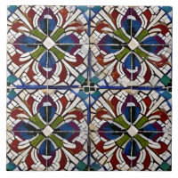 Spaanse stijl gesimuleerd mozaïek blauw rood groen