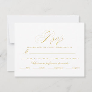 Spaanse taal Nuestra Boda Gold RSVP Kaartje