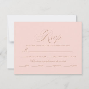 Spaanse taal Nuestra Boda Pink RSVP Kaartje