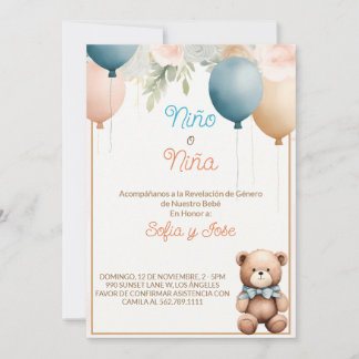 Spaanse Teddybeer Geslacht Onthulling Uitnodiging