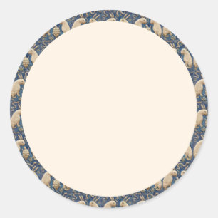  Spaanse Tegel Dierlijke Konijnenschildpad Blauw Ronde Sticker