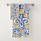 Spaanse tegels - Azulejo Blue, Yellow and White Bad Handdoek (Insitu)