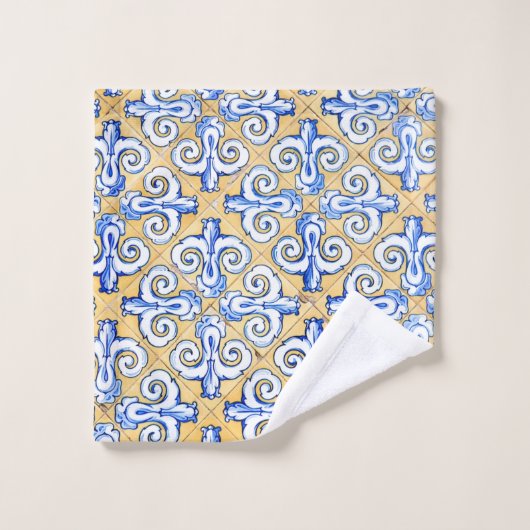 Spaanse tegels - Azulejo Blue, Yellow and White Bad Handdoek (Wasdoekje)