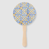 Spaanse tegels - Azulejo Blue, Yellow and White Handwaaier (Voorkant)