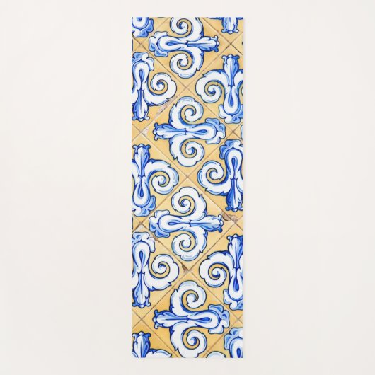 Spaanse tegels - Azulejo Blue, Yellow and White Yogamat (Voorkant)