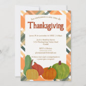 Spaanse Thanksgiving-diner Oranje Herfst Geruit Kaart (Voorkant)