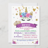 Spaanse Unicorn Birthday Uitnodiging (Voorkant)