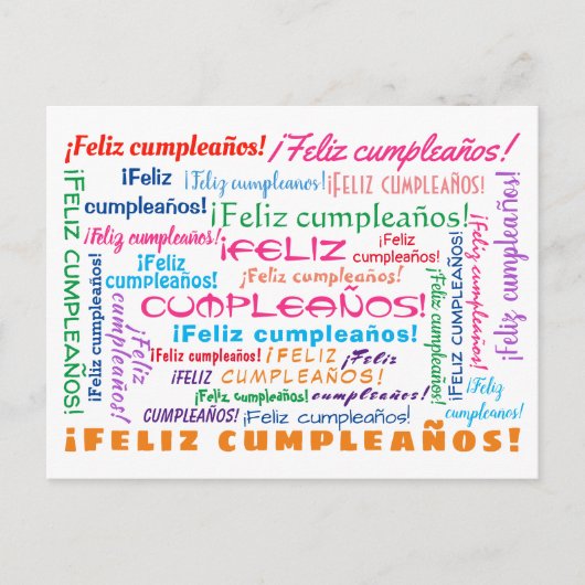 Spaanse verjaardagswolk met "Feliz Cumpleaños" Briefkaart (Voorkant)