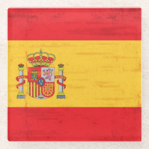 Spaanse vlag glazen onderzetter