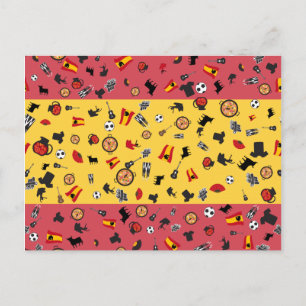 Spaanse vlag met beroemde artikelen uit Spanje Briefkaart