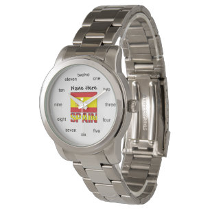 Spaanse vlag met naam gepersonaliseerd horloge