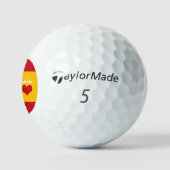 Spaanse vlag met rood hart/golffans golfballen (Logo)