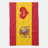 Spaanse vlag met rood hart - Keuken- en sportventi Theedoek (Verticaal)