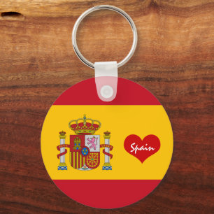 Spaanse vlag met rood hart, Love Spain / sport Sleutelhanger