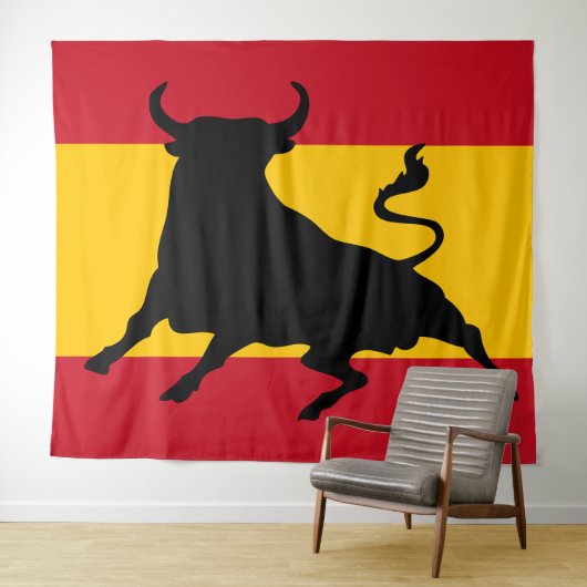Spaanse vlag met stier wandkleed (In Situ (horizontaal))