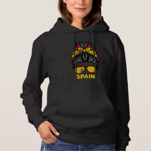 Spaanse Vlag Spaanse Meisje Haarwrong Voetbal Voet Hoodie