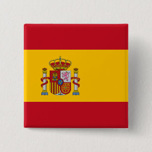 Spaanse vlag vierkante button 5,1 cm