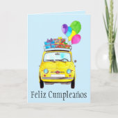 Spaanse vogelretro Fiat 500 Kaart (Voorkant)