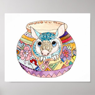 Spaanse volkskunst baby armadillo poster