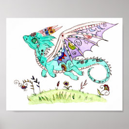 Spaanse volkskunst baby dragon poster