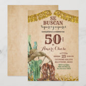 Spaanse Westerne Cowboy Birthday Uitnodiging (Voorkant / Achterkant)
