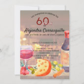 Spaanse Wijnen & Kaasproeverij Klasse 60e Verjaard Kaart (Voorkant)