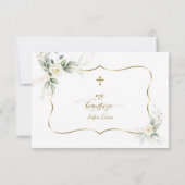 Spaanse Witte Bloemen Dank Met Gebed Doop  Bedankkaart (Achterkant)