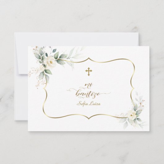 Spaanse Witte Bloemen Dank Met Gebed Doop  Bedankkaart (Achterkant)