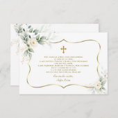 Spaanse Witte Bloemen Dank Met Gebed Doop  Bedankkaart (Voorkant / Achterkant)