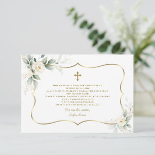 Spaanse Witte Bloemen Dank Met Gebed Doop Bedankkaart