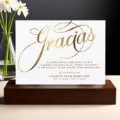 Spaanse witte & gouden kalligrafie begrafenis bedankkaart