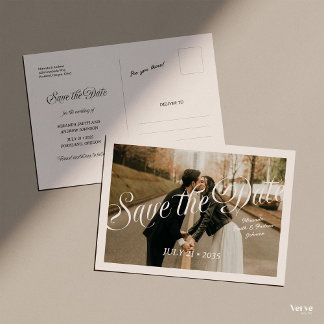Spaar de datum ansichtkaart met foto save the date