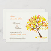 Spaar de datum herfst thema boom plat kaart (Voorkant / Achterkant)