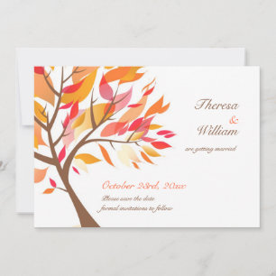 Spaar De Datum Herfst Thema Boom Plat Kaart
