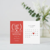 Spaar de datum kalender rood liefdeshart ansichtka aankondigingskaart (Staand voorkant)