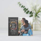 Spaar de datum Mason pot slingerlichtjes Boho foto Aankondigingskaart (Staand voorkant)