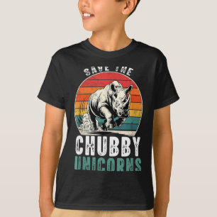 Spaar De Mollige Eenhoorns Funny Retro Neushoorn D T-shirt