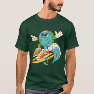Spaar de Planeet Eco Leven Duurzame Aarde Surfen T-shirt