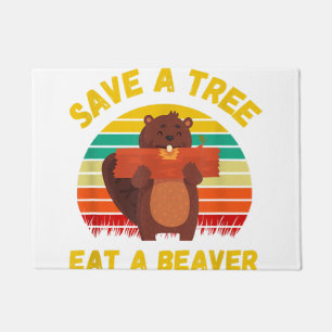 Spaar een Boom Eet een Bever Grappige Bever Pun Vo Deurmat