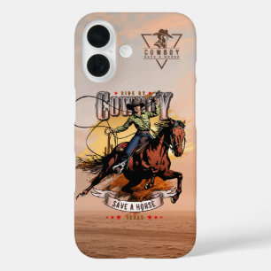 Spaar een paard; rij een cowboy iPhone 16 hoesje