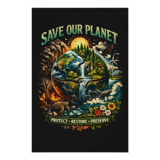 Spaar Onze Planeet Perfect Poster (Voorkant)