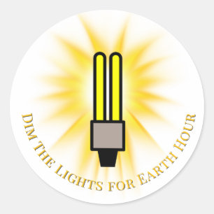 Spaarlamp Dim De Lichten Earth Hour Ronde Sticker