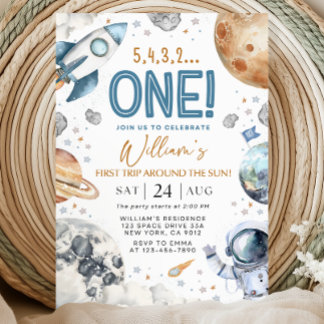 Space 1st Birthday Party First Trip Around The Sun Kaart