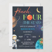 Space 4th Bereik Vier Sterren Galaxy Verjaardag Kaart (Voorkant)