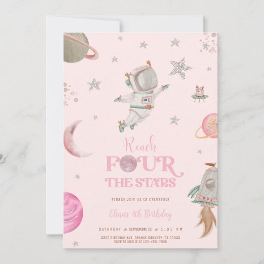 SPACE 4TH BIRTHDAY Invitation (Devant)