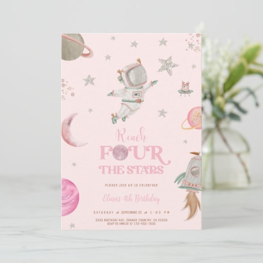 SPACE 4TH BIRTHDAY Invitation (Debout devant)