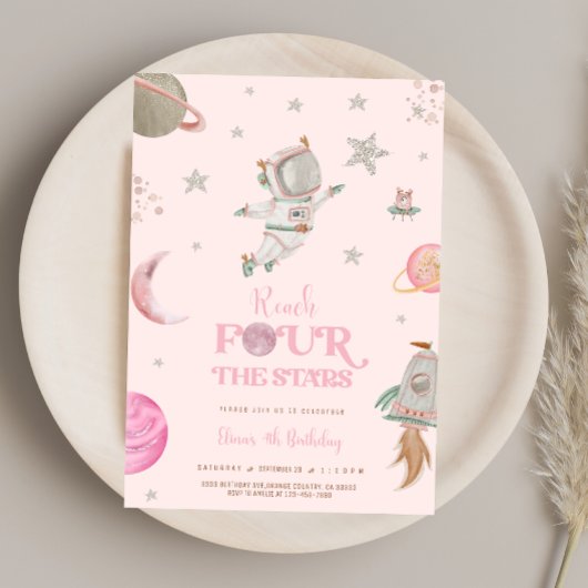 SPACE 4TH BIRTHDAY Invitation