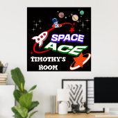 Space Ace Kid's Room Editable Poster (Bureau à domicile)