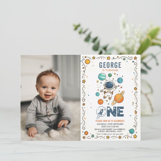 Space Adventure 1st birthday | Outer Space Kaart (Staand voorkant)
