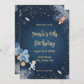 Space Adventure Birthday Invitation | Watercolor (Devant / Derrière)